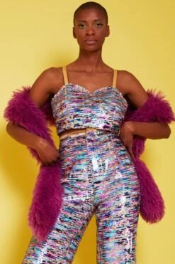 JAYLEY Multi-Coloured Geometric Sequin Crop Top -Deals Fabulous Women Wear Store jayley multi coloured geometric sequin crop top p13652 92566 image