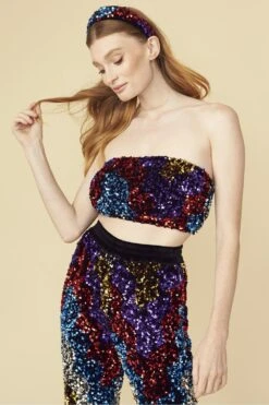 JAYLEY Multi-Coloured Sequin Flares -Deals Fabulous Women Wear Store jayley multi coloured sequin flares p13160 89200 image