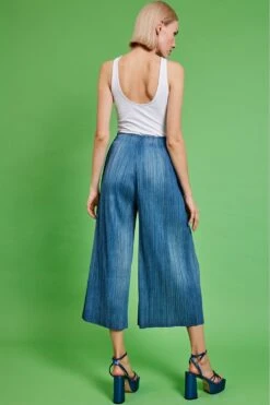 JAYLEY Navy Blue Tencel Culotte Trousers -Deals Fabulous Women Wear Store jayley navy blue tencel culotte trousers p14534 96115 image