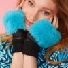 JAYLEY Navy Faux Fur Fingerless Gloves
