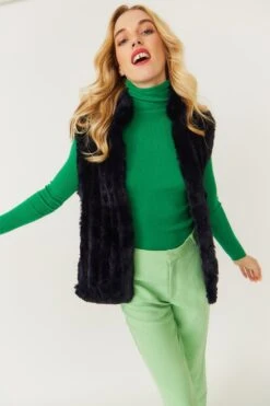JAYLEY Navy Faux Fur Gilet -Deals Fabulous Women Wear Store jayley navy faux fur gilet p3680 78206 image