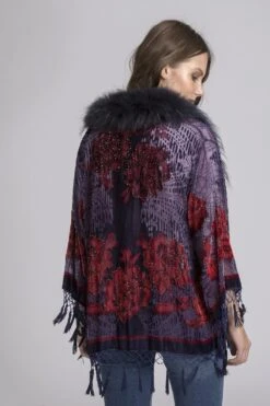 JAYLEY Navy Fur Collar Devore Jacket -Deals Fabulous Women Wear Store jayley navy fur collar devore jacket p8786 49247 image