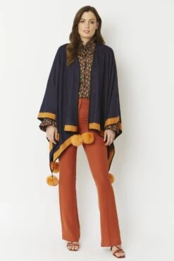 JAYLEY Navy Luxury Reversible Cashmere Blend Pom Pom Wrap -Deals Fabulous Women Wear Store jayley navy luxury reversible cashmere blend pom pom wrap p3517 56937 image