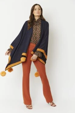 JAYLEY Navy Luxury Reversible Cashmere Blend Pom Pom Wrap -Deals Fabulous Women Wear Store jayley navy luxury reversible cashmere blend pom pom wrap p3517 56942 image