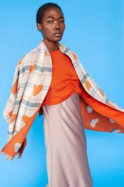 JAYLEY Orange Cashmere Blend Wrap