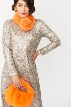 JAYLEY Orange Faux Fur Charlotte Bag -Deals Fabulous Women Wear Store jayley orange faux fur charlotte bag p12135 83805 image