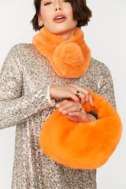 JAYLEY Orange Faux Fur Charlotte Bag -Deals Fabulous Women Wear Store jayley orange faux fur charlotte bag p12135 83806 image