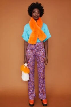 JAYLEY Orange Faux Fur Keyhole Scarf -Deals Fabulous Women Wear Store jayley orange faux fur keyhole scarf p10854 75848 image