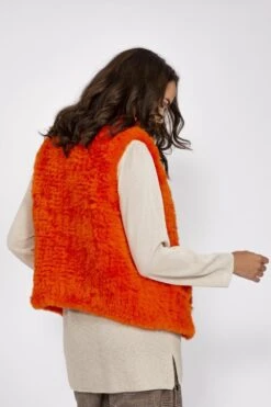 JAYLEY Orange Hand Knitted Faux Fur Gilet -Deals Fabulous Women Wear Store jayley orange hand knitted faux fur gilet p3752 57907 image