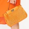 JAYLEY Orange Hand Woven Eco Leather Bag