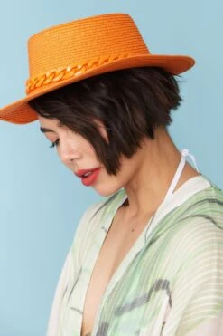 JAYLEY Orange Kate Bamboo Blend Hat -Deals Fabulous Women Wear Store jayley orange kate bamboo blend hat p12159 83925 image