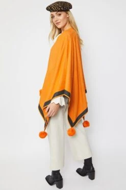 JAYLEY Orange Luxury Reversible Cashmere Blend Pom Pom Wrap -Deals Fabulous Women Wear Store jayley orange luxury reversible cashmere blend pom pom wrap p3511 56907 image