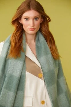 JAYLEY Oversized Cashmere And Wool Scarf With Checkered Print -Deals Fabulous Women Wear Store jayley oversized cashmere and wool scarf with checkered print p11752 82018 image