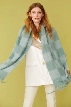 JAYLEY Oversized Cashmere And Wool Scarf With Checkered Print -Deals Fabulous Women Wear Store jayley oversized cashmere and wool scarf with checkered print p11752 82019 image