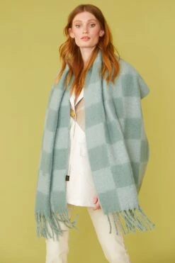 JAYLEY Oversized Cashmere And Wool Scarf With Checkered Print -Deals Fabulous Women Wear Store jayley oversized cashmere and wool scarf with checkered print p11752 82020 image