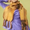 JAYLEY Oversized Orange Coloured Cashmere And Wool Scarf