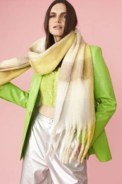 JAYLEY Oversized Yellow Checkered Cashmere Scarf With Tassels -Deals Fabulous Women Wear Store jayley oversized yellow checkered cashmere scarf with tassels p12890 87341 image