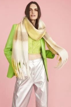 JAYLEY Oversized Yellow Checkered Cashmere Scarf With Tassels -Deals Fabulous Women Wear Store jayley oversized yellow checkered cashmere scarf with tassels p12890 87342 image