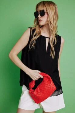 JAYLEY Peach Jodie Small Woven Shoulder Bag With Knot Detail -Deals Fabulous Women Wear Store jayley peach jodie small woven shoulder bag with knot detail p11332 79028 image