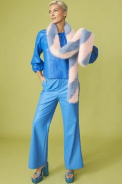 JAYLEY Pink And Purple Faux Fur Barber Style Scarf -Deals Fabulous Women Wear Store jayley pink and purple faux fur barber style scarf p13407 90785 image