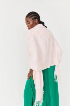 JAYLEY Pink Cashmere Blend Faux Fur Pom Pom Wrap -Deals Fabulous Women Wear Store jayley pink cashmere blend faux fur pom pom wrap p10164 77969 image