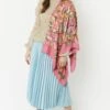 JAYLEY Pink Cashmere Blend Hand Painted Print Wrap