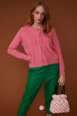 JAYLEY Pink Checkered Faux Fur Bag Faux Fur Bag -Deals Fabulous Women Wear Store jayley pink checkered faux fur bag faux fur bag p11460 79872 image