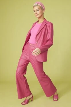 JAYLEY Pink Eco Leather Trousers