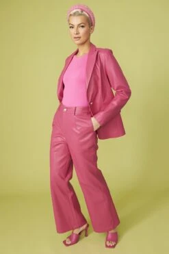 JAYLEY Pink Eco Leather Trousers -Deals Fabulous Women Wear Store jayley pink eco leather trousers p13519 91609 image