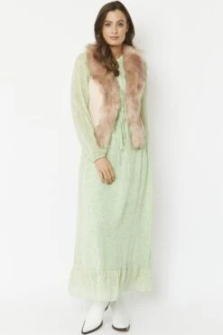 JAYLEY Pink Faux Fur Faux Suede Gilet -Deals Fabulous Women Wear Store jayley pink faux fur faux suede gilet p13478 91213 image