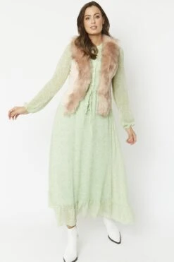 JAYLEY Pink Faux Fur Faux Suede Gilet -Deals Fabulous Women Wear Store jayley pink faux fur faux suede gilet p13478 91214 image