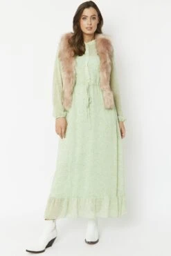 JAYLEY Pink Faux Fur Faux Suede Gilet -Deals Fabulous Women Wear Store jayley pink faux fur faux suede gilet p13478 91215 image