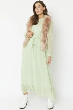 JAYLEY Pink Faux Fur Faux Suede Gilet -Deals Fabulous Women Wear Store jayley pink faux fur faux suede gilet p13478 91216 image