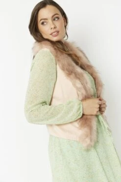 JAYLEY Pink Faux Fur Faux Suede Gilet -Deals Fabulous Women Wear Store jayley pink faux fur faux suede gilet p13478 91217 image