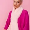 JAYLEY Pink Faux Fur Scarf In Cream