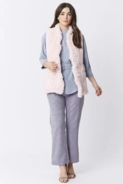 JAYLEY Pink Hand Knitted Faux Fur Gilet -Deals Fabulous Women Wear Store jayley pink hand knitted faux fur gilet p3969 58742 image