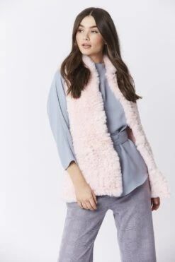 JAYLEY Pink Hand Knitted Faux Fur Gilet -Deals Fabulous Women Wear Store jayley pink hand knitted faux fur gilet p3969 58743 image