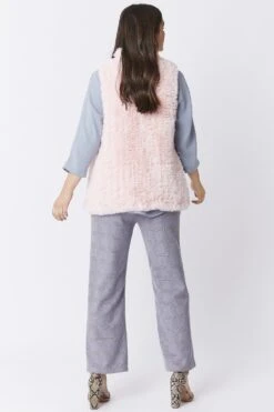 JAYLEY Pink Hand Knitted Faux Fur Gilet -Deals Fabulous Women Wear Store jayley pink hand knitted faux fur gilet p3969 58745 image