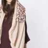 JAYLEY Pink Leopard Print Faux Fur Scarf