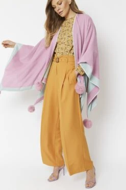 JAYLEY Pink Luxury Reversible Cashmere Blend And Pom Pom Wrap -Deals Fabulous Women Wear Store jayley pink luxury reversible cashmere blend and pom pom wrap p3514 56925 image