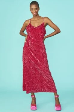 JAYLEY Pink Maxi Sequin Cami Dress -Deals Fabulous Women Wear Store jayley pink maxi sequin cami dress p12912 87494 image