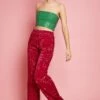JAYLEY Pink Sequin Trousers With Elasticated Waist