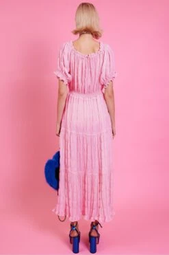 JAYLEY Pink Silk Blend Maxi Ruffle Dress -Deals Fabulous Women Wear Store jayley pink silk blend maxi ruffle dress p14412 95873 image
