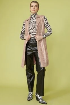 JAYLEY Pink Snake Print Faux Suede Waistcoat -Deals Fabulous Women Wear Store jayley pink snake print faux suede waistcoat p13408 90795 image