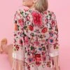 JAYLEY Pink Vintage Floral Silk Devore Jacket