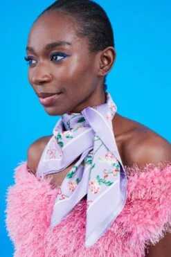 JAYLEY Purple Abstract Silk Scarf