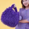 JAYLEY Purple Bamboo Eco Faux Fur Bag