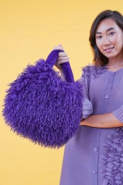 JAYLEY Purple Bamboo Eco Faux Fur Bag