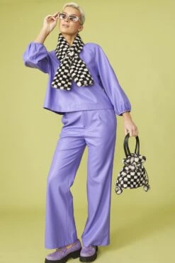 JAYLEY Purple Eco Leather Swing Top -Deals Fabulous Women Wear Store jayley purple eco leather swing top p12858 87103 image