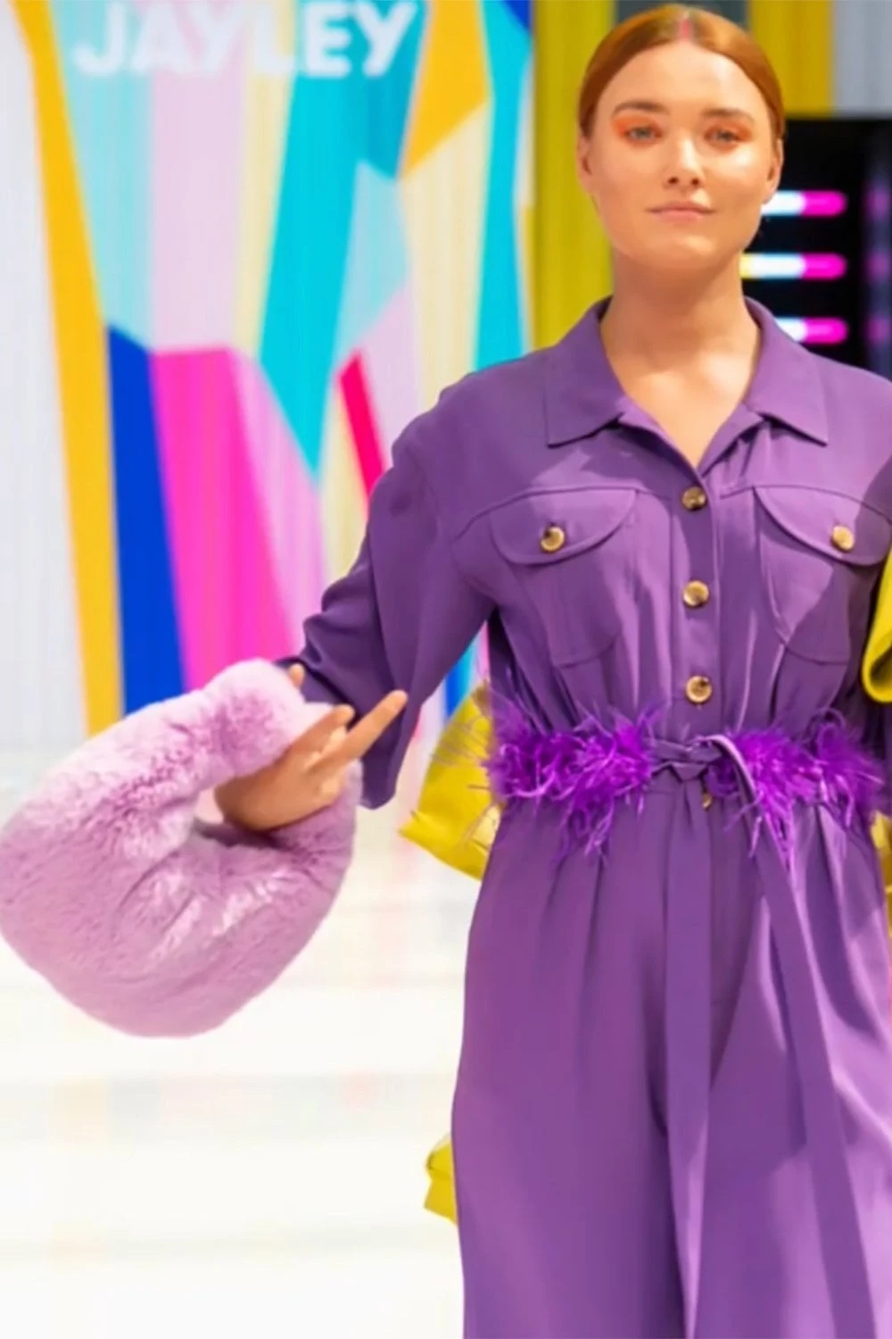 JAYLEY Purple Faux Fur Charlotte Bag 1 JAYLEY Purple Faux Fur Charlotte Bag